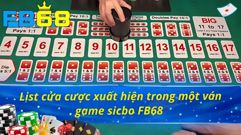 Danh sách cửa cược phổ biến trong sicbo FB68